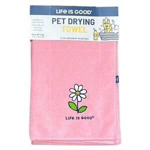Life is good - 2/$28 - ‘Daisy - pink’ pet drying towel. NWT.